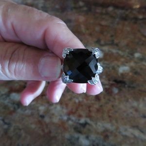 Judith Ripka Sterling and Onyx Cocktail Ring - 8